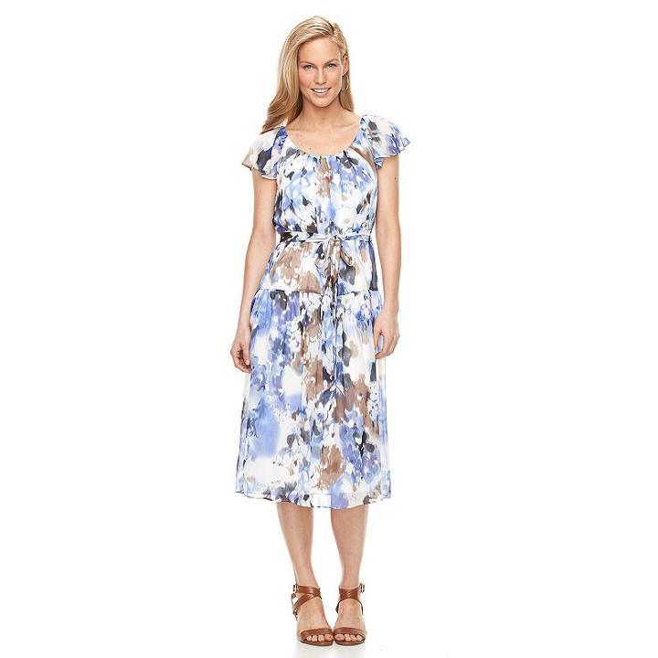 Women's Perceptions Floral A-line Dress, Size: 12, Blue Other