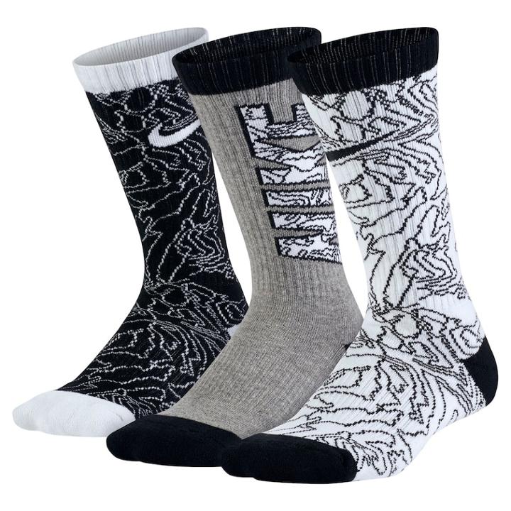 Boys Nike 3-pack Crew Socks, Size: 6-7, Clrs