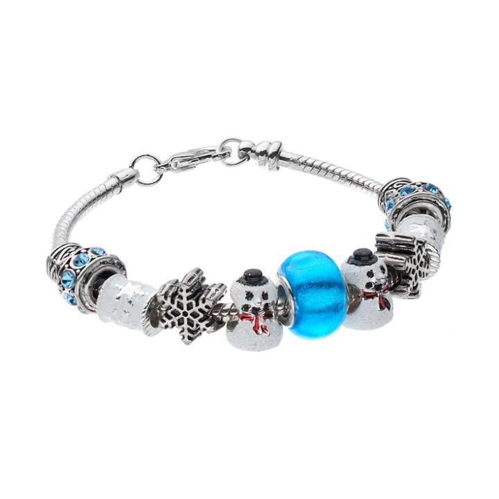 Snowflake & Snowman Charm Bracelet, Women's, Multicolor