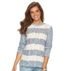 Women's Chaps Striped Cable-knit Sweater, Size: Medium, Blue