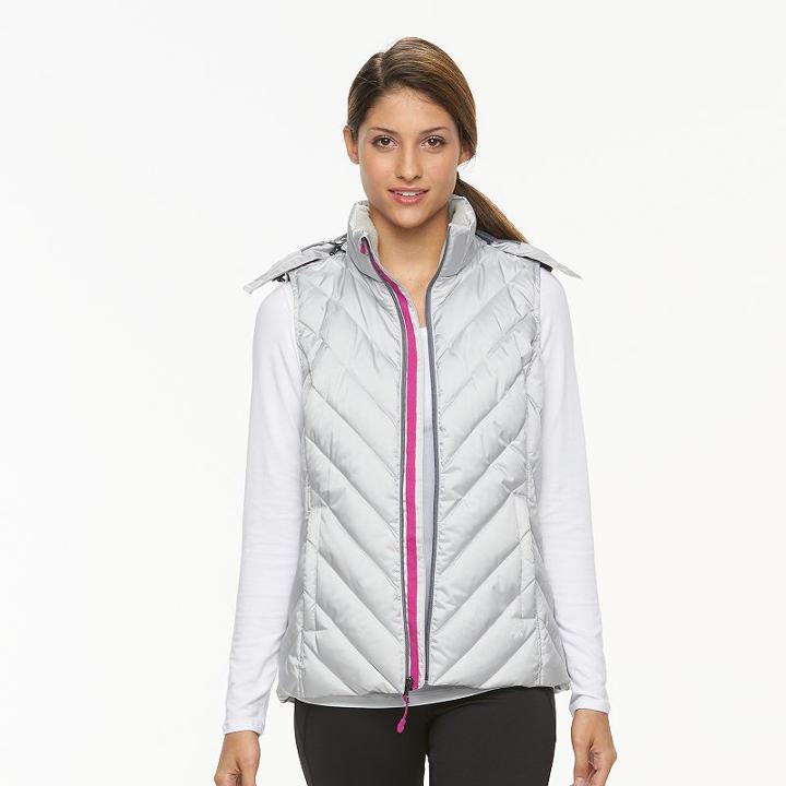 Women's Tek Gear® Hooded Puffer Vest, Size: Large, Silver