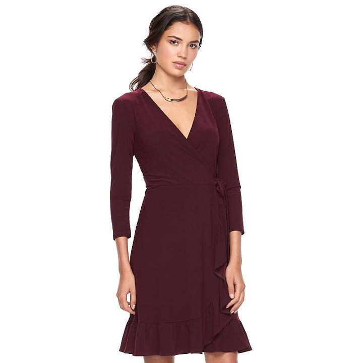 Women's Elle&trade; Faux-wrap Dress, Size: Xs, Red