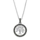 Silver Luxuries Marcasite & Crystal Tree Circle Pendant, Women's, Grey