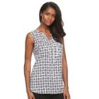 Women's Croft & Barrow&reg; Print Crepe Henley, Size: Large, White