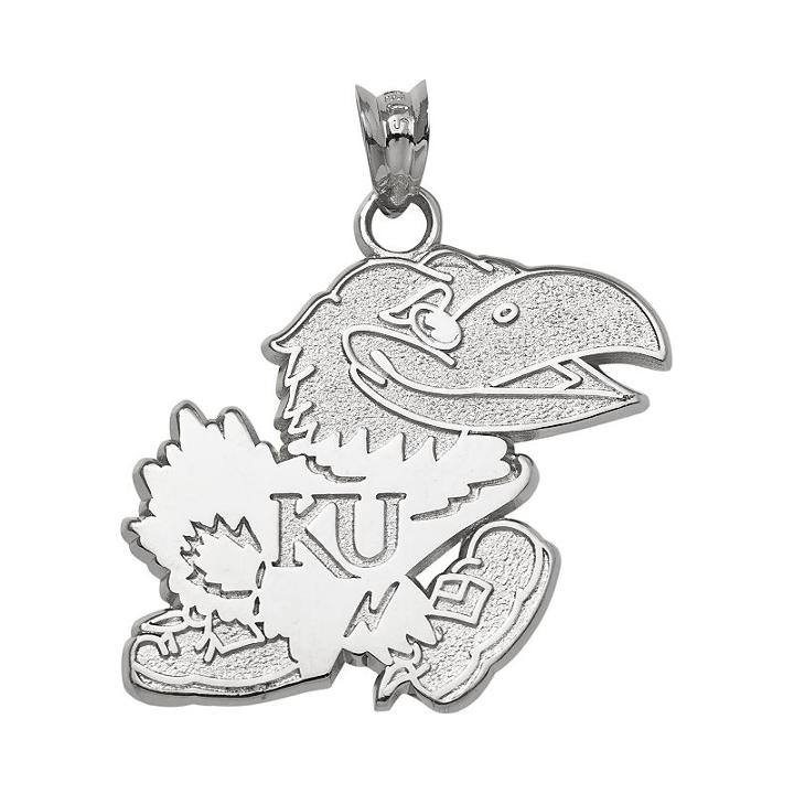 Kansas Jayhawks Sterling Silver Mascot Pendant, Women's, Size: 3/4, Multicolor