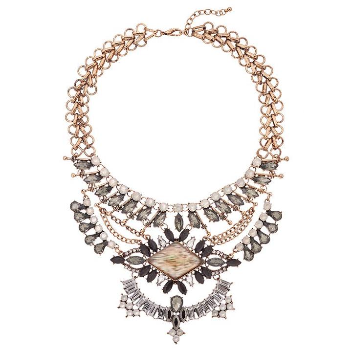 Gs By Gemma Simone Gray Stone Statement Necklace, Women's, Size: 17, Multicolor