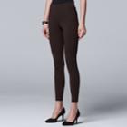 Women's Simply Vera Vera Wang Pull-on Ponte Skinny Pants, Size: Large, Dark Brown