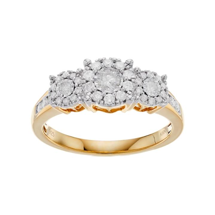 1/2 Carat T.w. Diamond 3-stone Cluster Engagement Ring, Women's, Size: 9, White