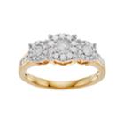 1/2 Carat T.w. Diamond 3-stone Cluster Engagement Ring, Women's, Size: 9, White