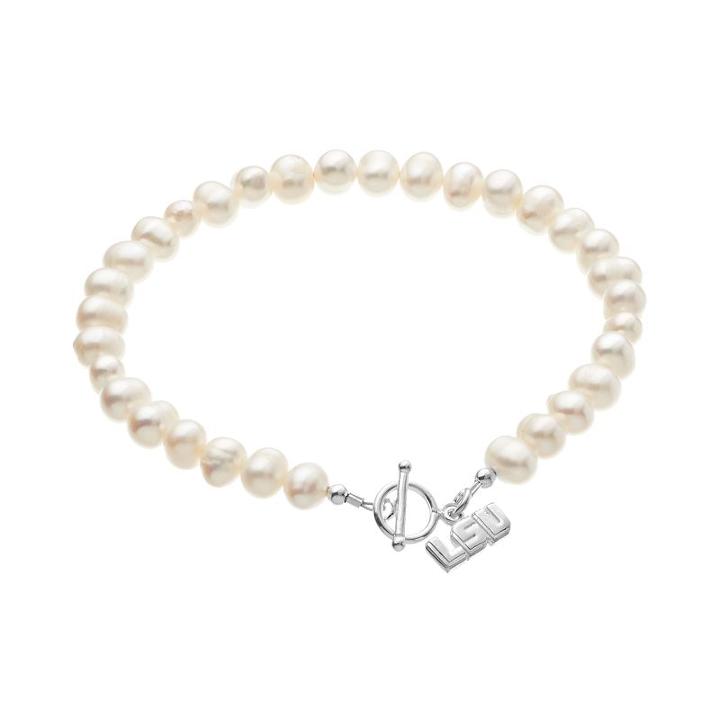 Dayna U Lsu Tigers Sterling Silver Freshwater Cultured Pearl Logo Charm Toggle Bracelet, Women's, Size: 8, Grey