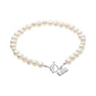 Dayna U Lsu Tigers Sterling Silver Freshwater Cultured Pearl Logo Charm Toggle Bracelet, Women's, Size: 8, Grey