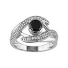 Black & White Diamond Bypass Engagement Ring In 10k White Gold (1 1/4 Carat T.w.), Women's, Size: 5