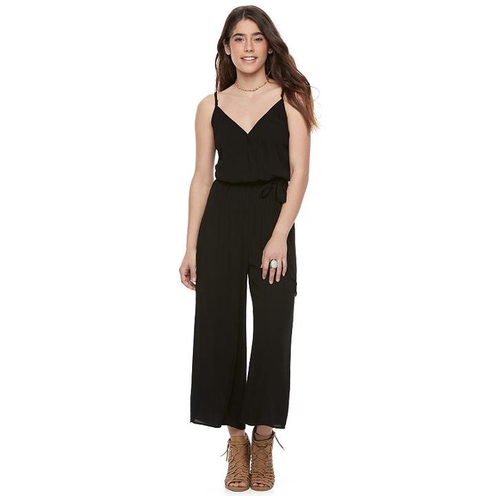 Juniors' Joe B Surplice Culotte Jumpsuit, Girl's, Size: Small, Black