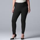 Plus Size Simply Vera Vera Wang Everyday Luxury Scuba High-waisted Skinny Pants, Women's, Size: 2x Short, Black