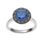 Silver Luxuries Cubic Zirconia Round Halo Ring, Women's, Size: 7, Blue