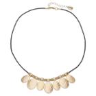 Chaps Gold Tone Hammered Oval Cord Necklace, Women's