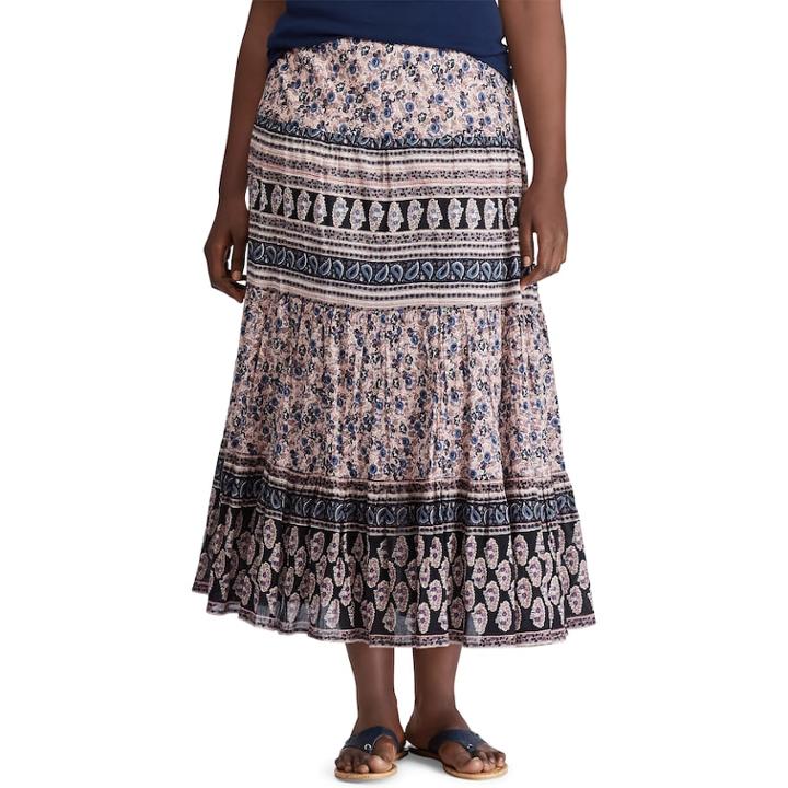 Plus Size Chaps Crinkle Skirt, Women's, Size: 3xl, Blue