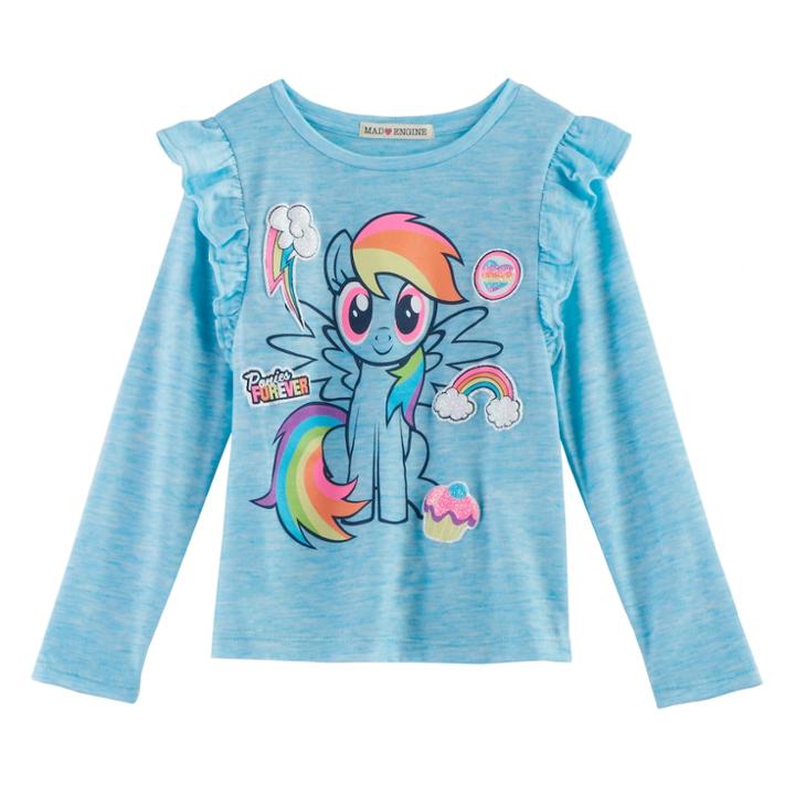 Girls 4-7 My Little Pony: The Movie Rainbow Dash Ponies Forever Ruffle Top, Size: 6, Blue Other
