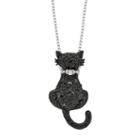 Sterling Silver 1/4-ct. T.w. Black And White Diamond Cat Pendant, Women's, Size: 18