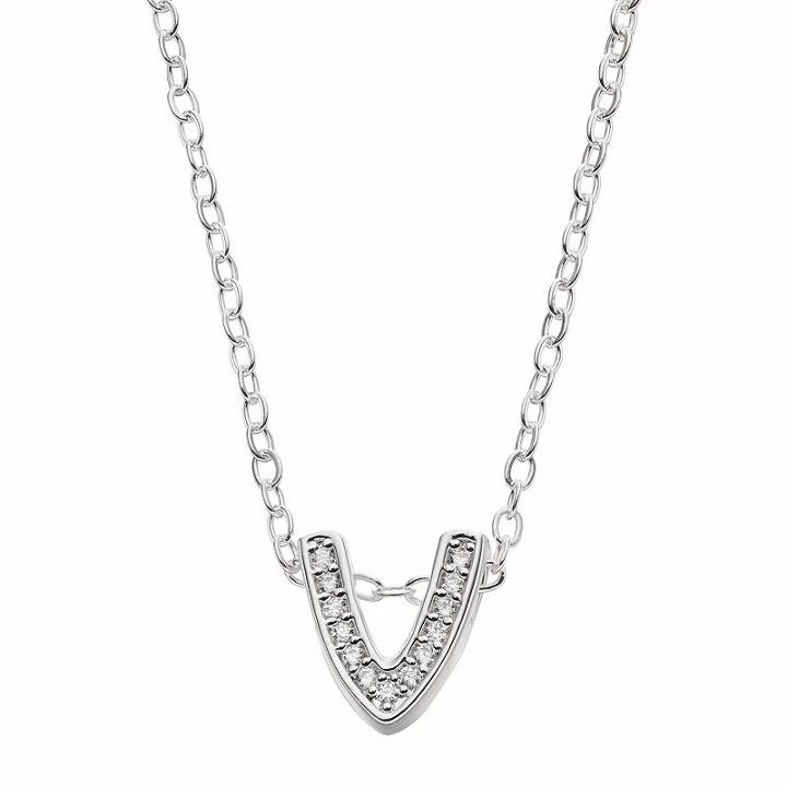 Silver-plated Cubic Zirconia Initial Pendant Necklace, Women's, Size: 18