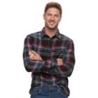 Men's Sonoma Goods For Life&trade; Modern-fit Plaid Flannel Button-down Shirt, Size: Xl, Black