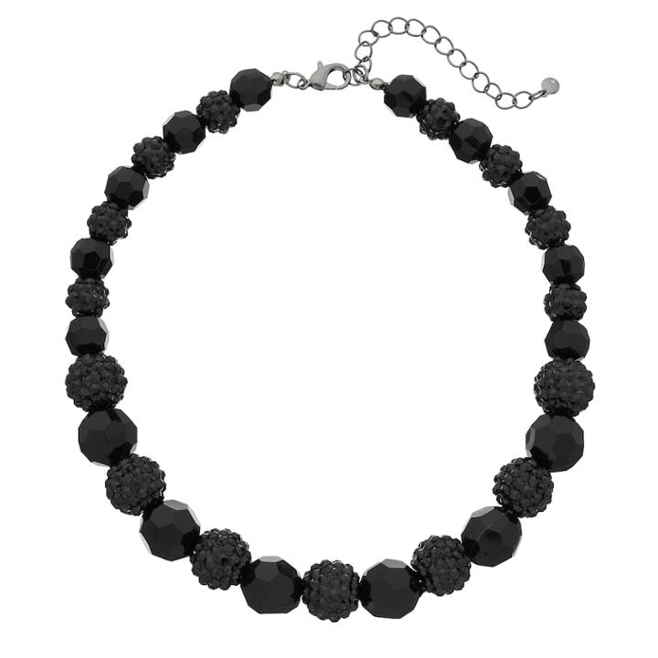 Black Graduated Beaded Necklace, Women's