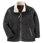 Boys 4-7 Carter's Sherpa Collar Fleece Jacket, Size: 6, Light Grey