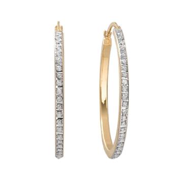 Diamond Mystique 18k Gold Over Silver Hoop Earrings, Women's, Yellow