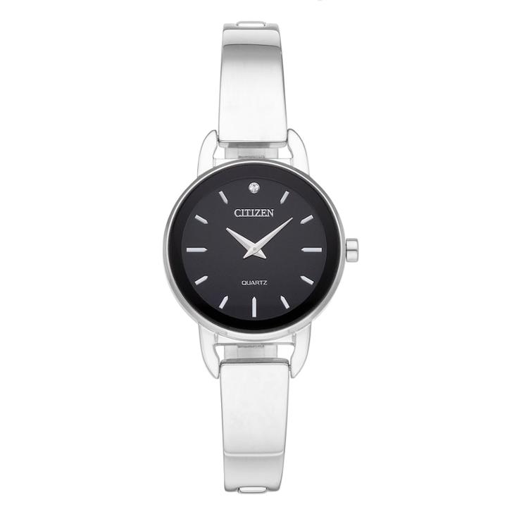 Citizen Women's Crystal Stainless Steel Half Bangle Watch - Ez6370-56e, Size: Small, Grey