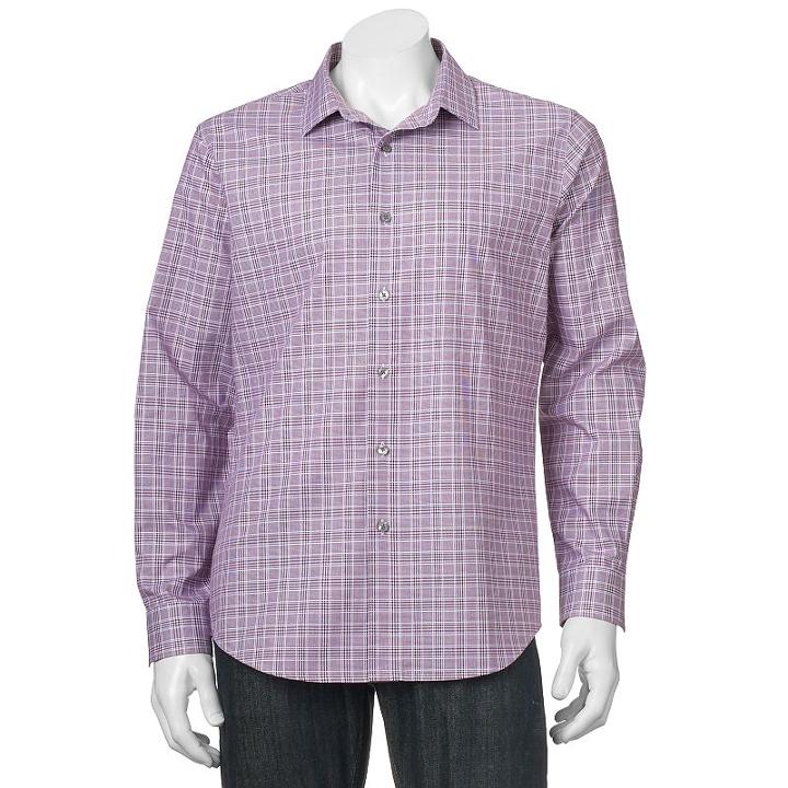 Men's Apt. 9&reg; Modern-fit Patterned Button-down Shirt, Size: Small, Drk Purple