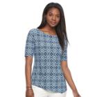 Women's Croft & Barrow&reg; Jacquard Asymmetrical Tee, Size: Medium, Turquoise/blue (turq/aqua)