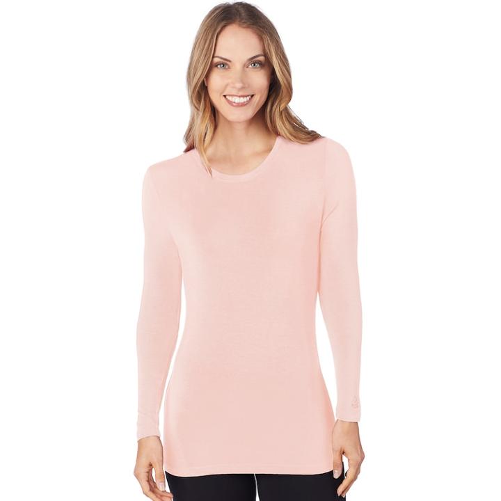Women's Cuddl Duds Softwear Crewneck Top, Size: Xs, Lt Orange