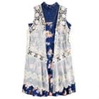 Girls 7-16 & Plus Size Knitworks Crochet Vest & Floral Lace Dress Set With Necklace, Size: 10, Blue (navy)