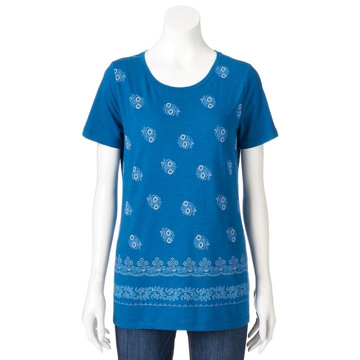 Women's Graphic Crewneck Tee, Size: Medium, Blue