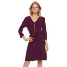 Women's Nina Leonard Cinched-waist Shirtdress, Size: Large, Purple Oth