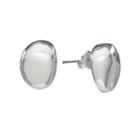Chaps Silver Tone Beaded Stud Earrings, Women's, Grey