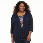Plus Size Croft & Barrow&reg; Mock-layer Top, Women's, Size: 1xl, Blue
