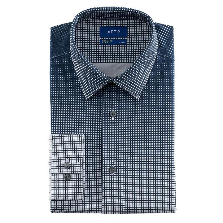 Men's Apt. 9&reg; Slim-fit Premier Flex Collar Stretch Dress Shirt, Size: 17.5-34/35, Blue