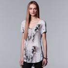 Women's Simply Vera Vera Wang Printed V-neck Tee, Size: Xl, White