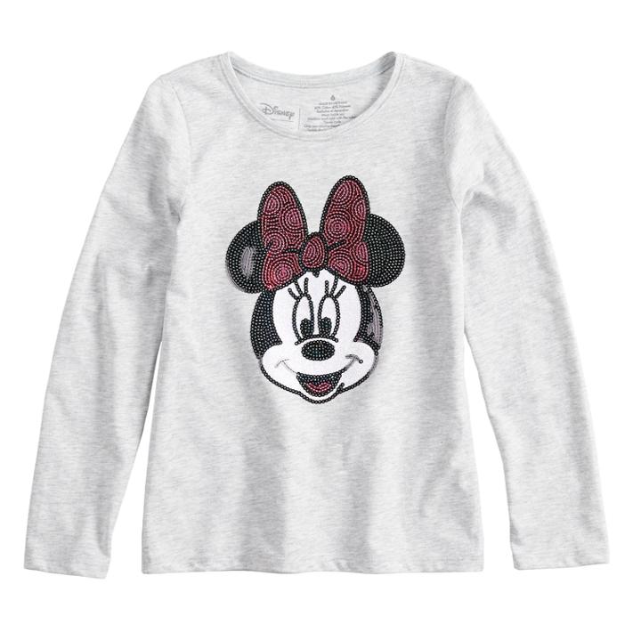 'disney's Minnie Mouse Girls 4-10 Long-sleeve Sequined Graphic Tee By Jumping Beans&reg;, Size: 5, Light Grey