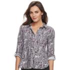 Women's Rock & Republic&reg; Twill Shirt, Size: Small, Brt Purple