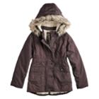 Girls 4-16 So&reg; Sherpa-lined Faux-fur Heavyweight Anorak Jacket, Size: 10-12, Dark Grey