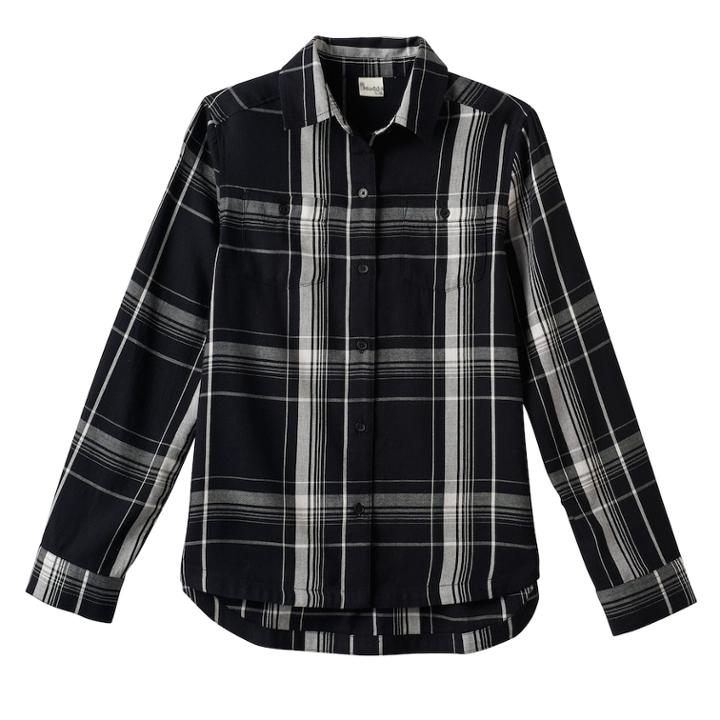 Girls Plus Size Mudd&reg; Embroidered Back Plaid Button-down Shirt, Size: 20 1/2, Black