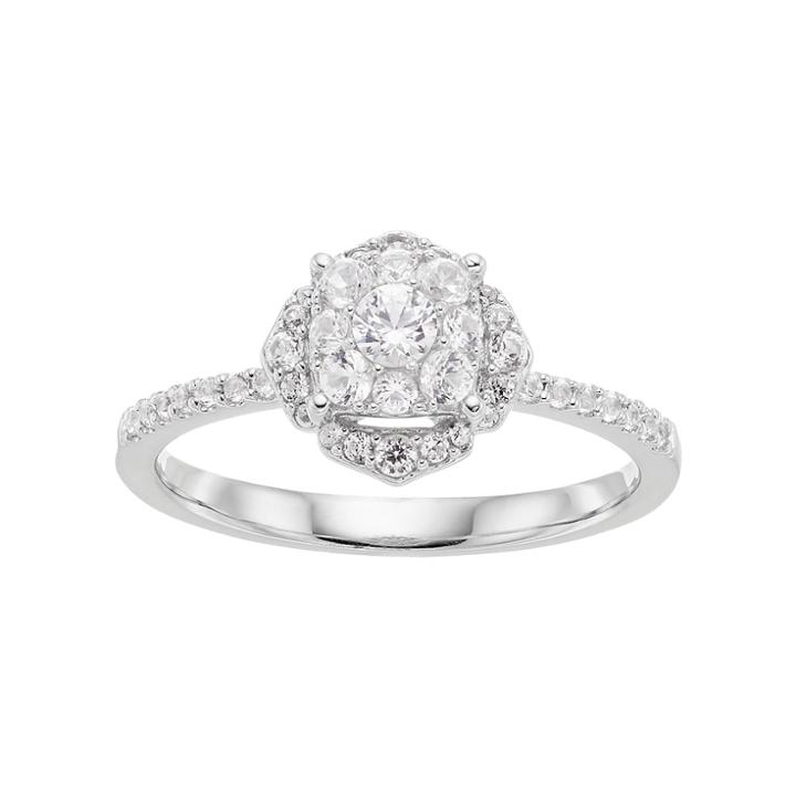 Lovemark 10k White Gold 1/2 Ct. T.w. Diamond Cluster Engagement Ring, Women's, Size: 7