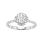 Lovemark 10k White Gold 1/2 Ct. T.w. Diamond Cluster Engagement Ring, Women's, Size: 7