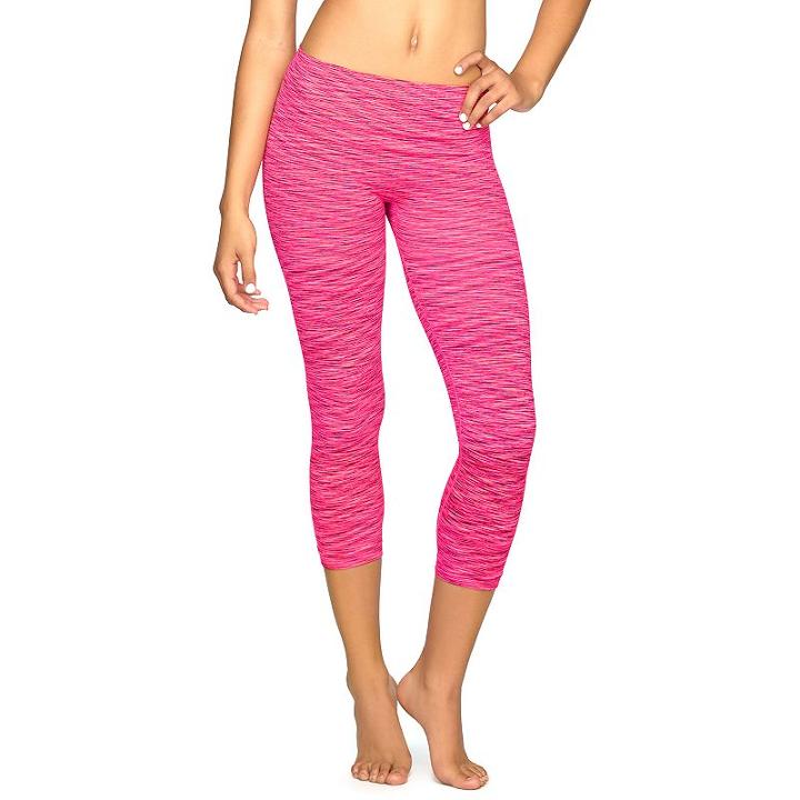Women's Colosseum Space-dye Seamless Capri Workout Leggings, Size: Lg/x-lg, Med Pink