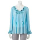 Women's Dana Buchman Embroidered Peasant Top, Size: Medium, Turquoise/blue (turq/aqua)
