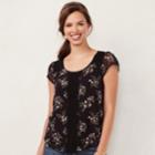 Women's Lc Lauren Conrad Love, Lauren Textured Dot Top, Size: Medium, Oxford