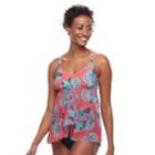 Women's Croft & Barrow&reg; Mesh Flyaway Tankini Top, Size: 18, Med Pink