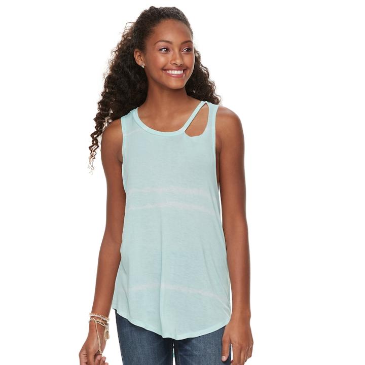 Juniors' Grayson Threads Cutout Tank, Teens, Size: Small, Lt Green
